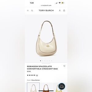 New Tory Burch Robinson Spazzolato Crescent Bag